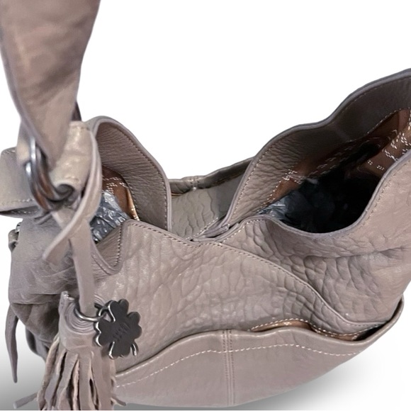 NWOT! Lucky Brand Gray Buffalo Grain Leather Hobo Shoulder Bag - Picture 7 of 11